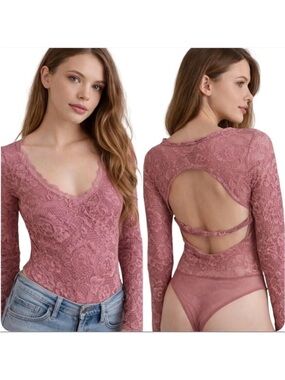 3378. FREE PEOPLE Perfectly Fine Bodysuit in Adobe Rose Sz S NWT $78
